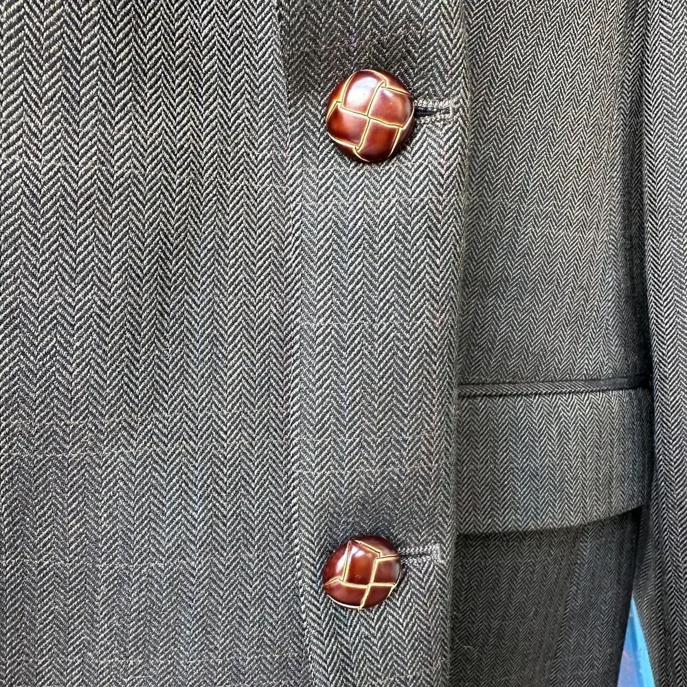 Ralph Lauren 100% Wool Sports Coat Elbow Patches‎ Brown Black Herringbone 42L